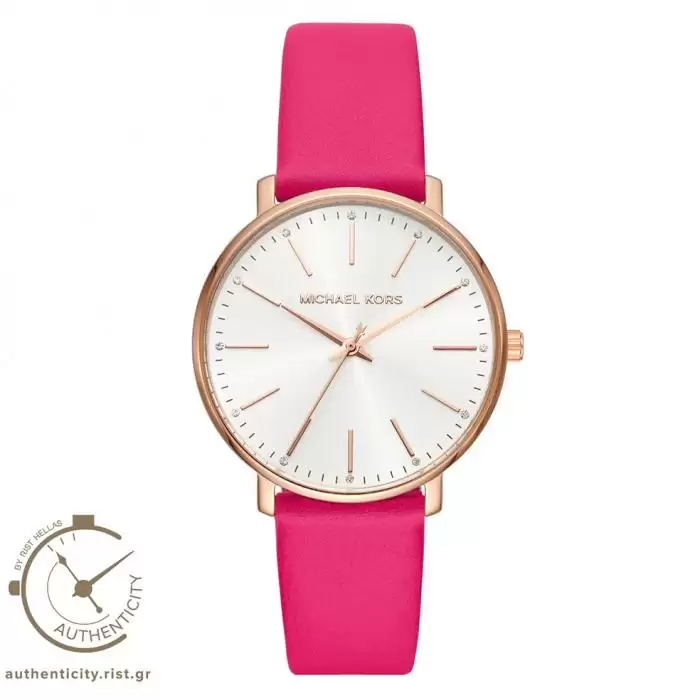 Ρολόι Γυναικείο MICHAEL KORS Pyper με Ρόζ Δερμάτινο Λουράκι & Δώρο 2 Δερμάτινα Λουράκια | MK2775 SKU-36879