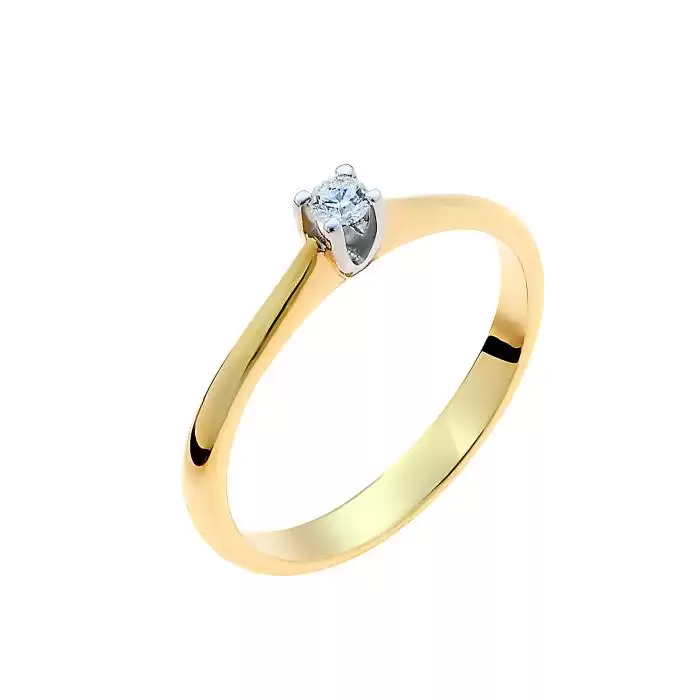 Μονόπετρο Δαχτυλίδι Diamond Jools Χρυσός & Λευκόχρυσος Κ18 με Διαμάντι