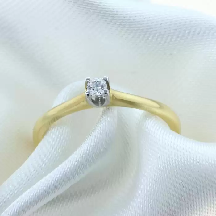 SKU-36478 / Μονόπετρο Δαχτυλίδι Diamond Jools Χρυσός & Λευκόχρυσος Κ18 με Διαμάντι