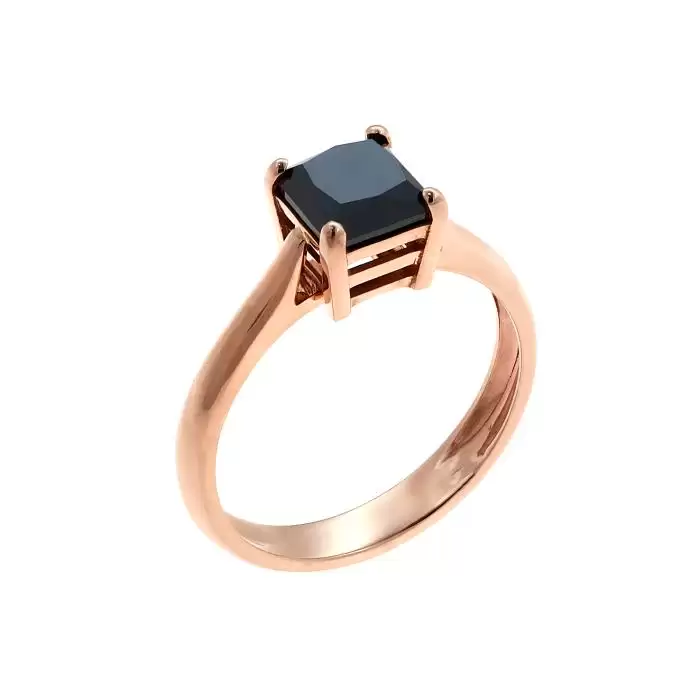 SKU-36082 / Μονόπετρο Δαχτυλίδι Ροζ Χρυσός Κ18 με Μαύρο Διαμάντι 