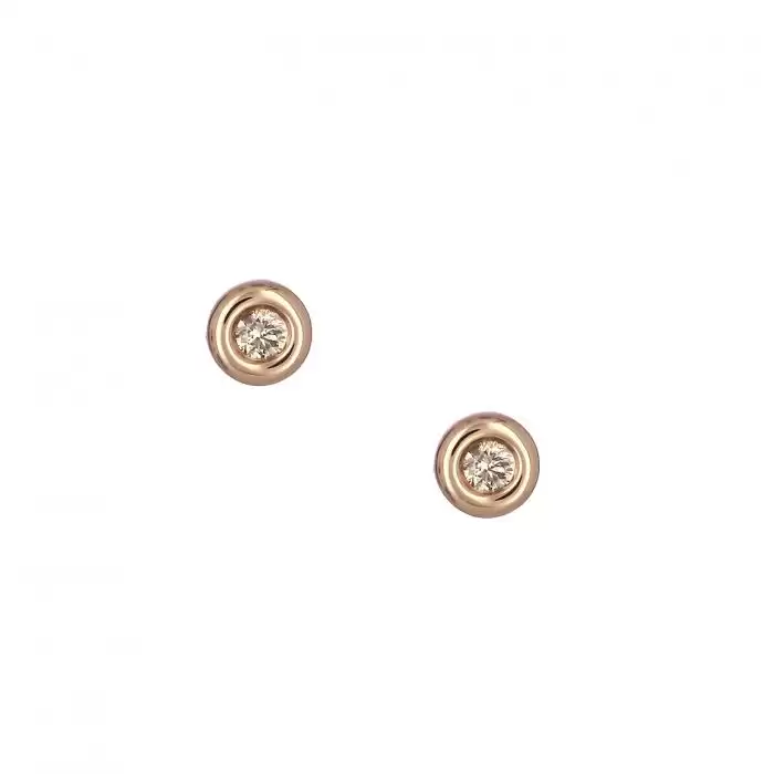 SKU-36896 / Σκουλαρίκια Ροζ Χρυσός Κ18 με Διαμάντι