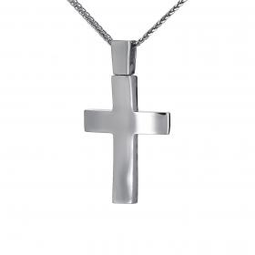 Σταυρός Λευκόχρυσος Κ14 με Λουστρέ Φινίρισμα SKU-36052