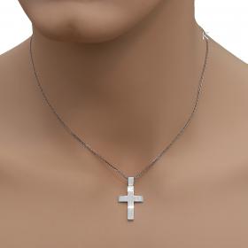 Σταυρός Λευκόχρυσος Κ14 με Λουστρέ Φινίρισμα SKU-36052