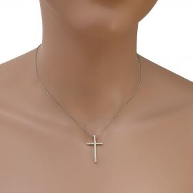 Σταυρός με Αλυσίδα Λευκόχρυσος Κ14 SKU-36525