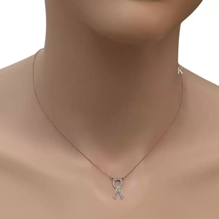 14K Rose Gold Cancer Awareness Ribbon Necklace