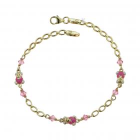 Βραχιόλι Αρκουδάκια Χρυσός Κ9 με Κρύσταλλα Swarovski & Σμάλτο SKU-37253