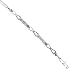 Βραχιόλι Λευκόχρυσος Κ14 με Λευκά Ζιργκόν SKU-37109