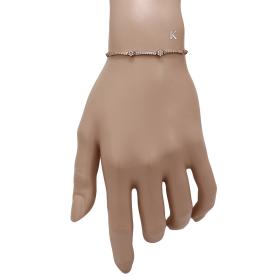 Βραχιόλι Ροζέτες & Σειρέ Ροζ Χρυσός Κ14 με Λευκά Ζιργκόν SKU-37114