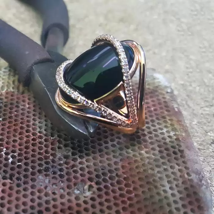 Δαχτυλίδι Ροζ Χρυσός Κ18 Μαύρο Όνυχα & Διαμάντια
