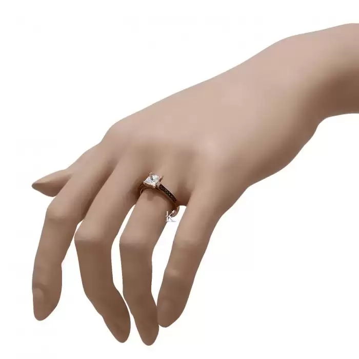 Μονόπετρο Δαχτυλίδι Facad'oro Ροζ Χρυσός Κ14 με Ζιργκόν