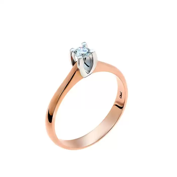 Μονόπετρο Δαχτυλίδι Λευκόχρυσος & Ροζ Χρυσός Κ18 με Διαμάντι