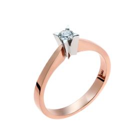 Μονόπετρο Δαχτυλίδι Λευκόχρυσος & Ροζ Χρυσός Κ18 με Διαμάντι 