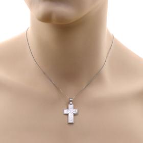 Σταυρός Ανδρικός με τον Εσταυρωμένο Λευκόχρυσος Κ14 SKU-37136
