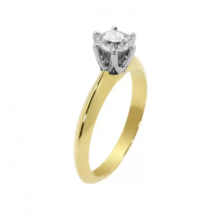 SKU-38729 / Δαχτυλίδι Μονόπετρο Χρυσός & Λευκόχρυσος Κ18 με Διαμάντι