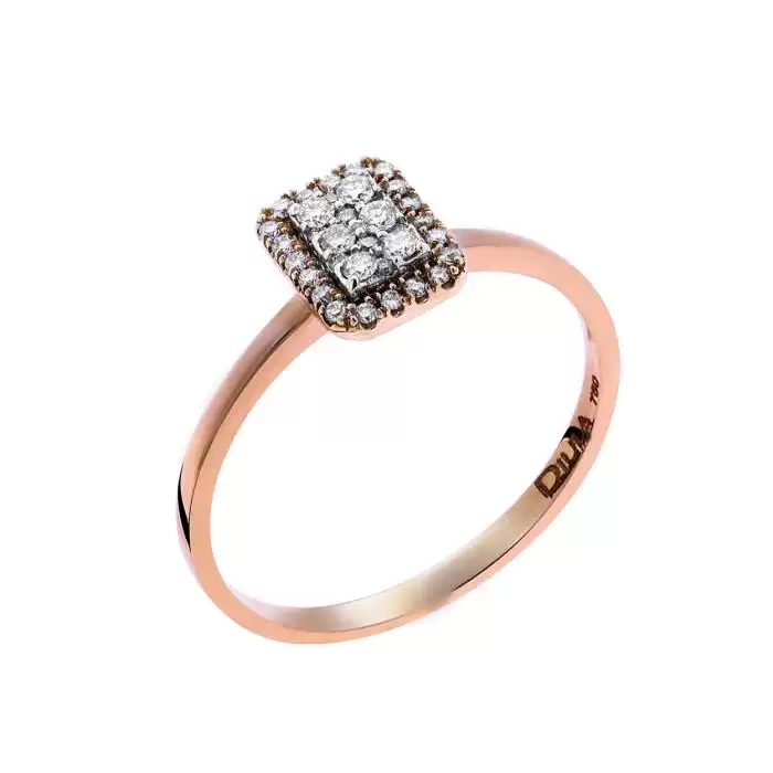SKU-38373 / Δαχτυλίδι Ροζ Χρυσός Κ18 με Διαμάντια 