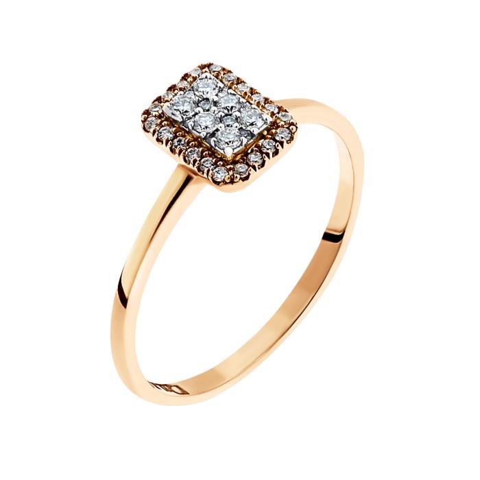 SKU-38373 / Δαχτυλίδι Ροζ Χρυσός Κ18 με Διαμάντια 