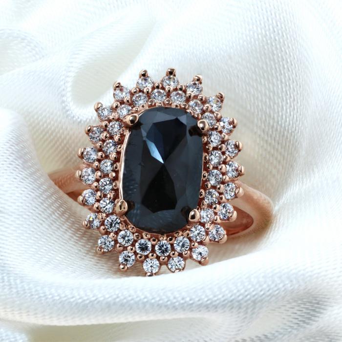 Δαχτυλίδι Ροζ Χρυσός Κ18 με Μαύρο Διαμάντι & Ζιργκόν