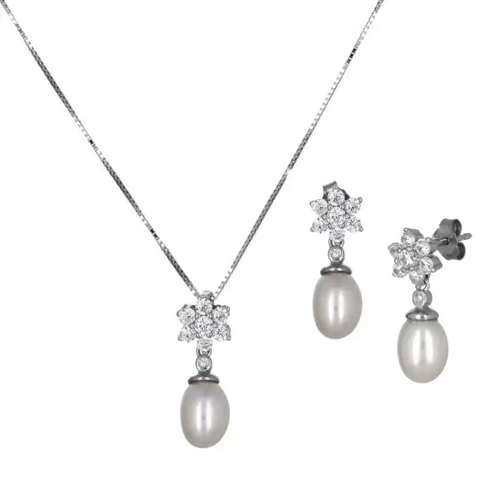 Σετ Ασήμι 925° με Ζιργκόν & Πέρλες SKU-38371