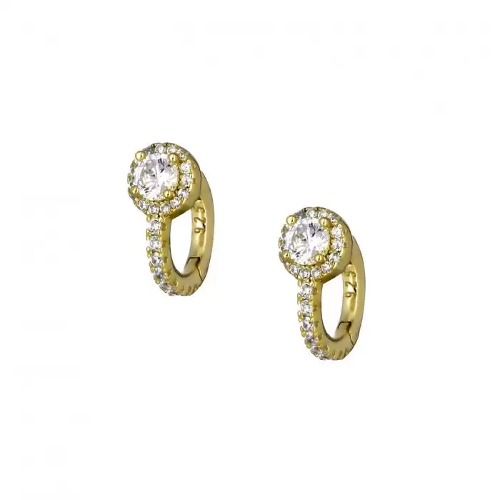 Σκουλαρίκια Γυναικεία Ροζέτα Ασήμι 925° με Λευκά Ζιργκόν SKU-38550