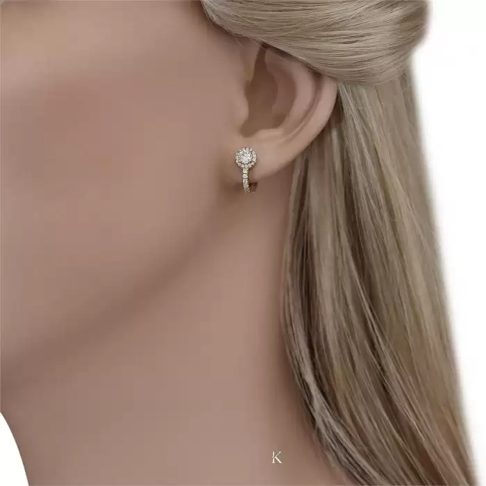 Σκουλαρίκια Γυναικεία Ροζέτα Ασήμι 925° με Λευκά Ζιργκόν SKU-38550
