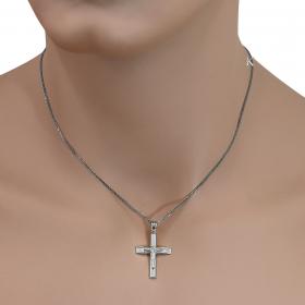 Ανδρικός Σταυρός Λευκόχρυσος Κ14 με Τον Εσταυρωμένο SKU-38388