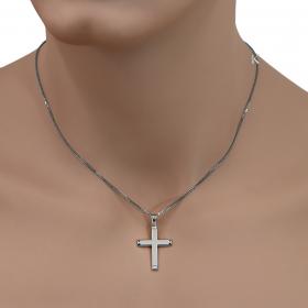 Ανδρικός Σταυρός Λευκόχρυσος Κ14 με Λουστρέ Φινίρισμα SKU-38389