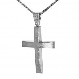 Σταυρός Λευκόχρυσος Κ14 με Λουστρέ Φινίρισμα SKU-38400