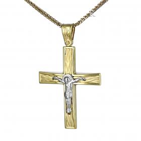 Σταυρός Κλασικός Ανδρικός Χρυσός & Λευκόχρυσος Κ14 SKU-38385