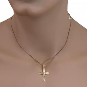 Σταυρός Κλασικός Ανδρικός Χρυσός & Λευκόχρυσος Κ14 SKU-38385