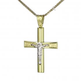 Σταυρός Ανδρικός Χρυσός & Λευκόχρυσος Κ14 SKU-38387