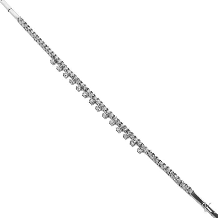 Βραχιόλι Ριβιέρα με Λευκά Ζιργκόν Λευκόχρυσος Κ14 SKU-39133