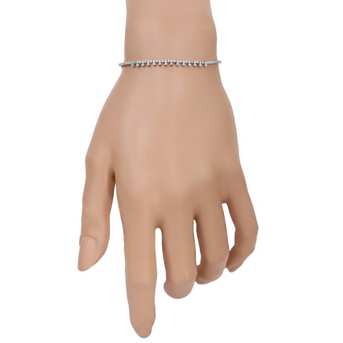 Βραχιόλι Ριβιέρα με Λευκά Ζιργκόν Λευκόχρυσος Κ14 SKU-39133