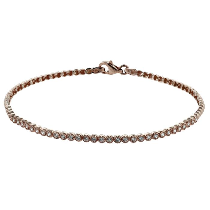 Βραχιόλι Ριβιέρα Ροζ Χρυσός Κ14 με Λευκά Ζιργκόν SKU-39134
