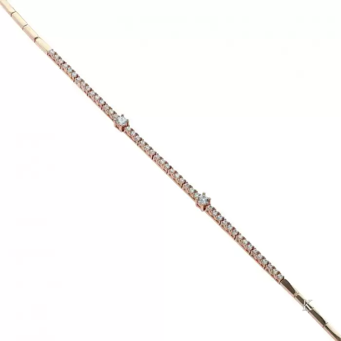Βραχιόλι με Λευκά Ζιργκόν Ροζ Χρυσός Κ14 SKU-39146