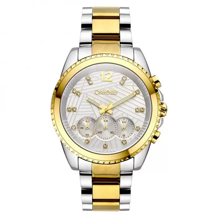 SKU-39142 / BREEZE Majestyle Crystals Chronograph Two Tone Stainless Steel Bracelet