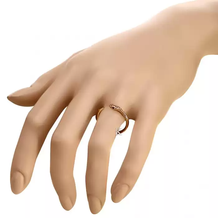 SKU-39329 / Δαχτυλίδι Φίδι Ροζ Χρυσός Κ18 με Διαμάντια & Ρουμπίνια