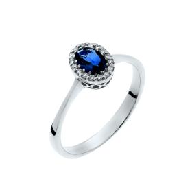 Δαχτυλίδι Λευκόχρυσος Κ18 με Διαμάντια & Sky Blue Topaz SKU-39327