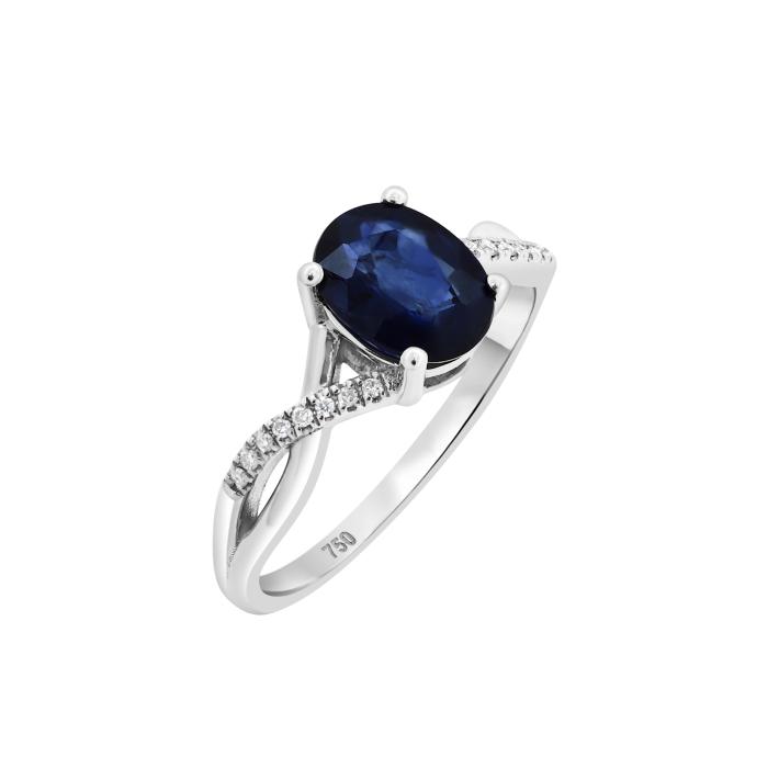Δαχτυλίδι Λευκόχρυσος Κ18 με Sapphire & Διαμάντια SKU-39341