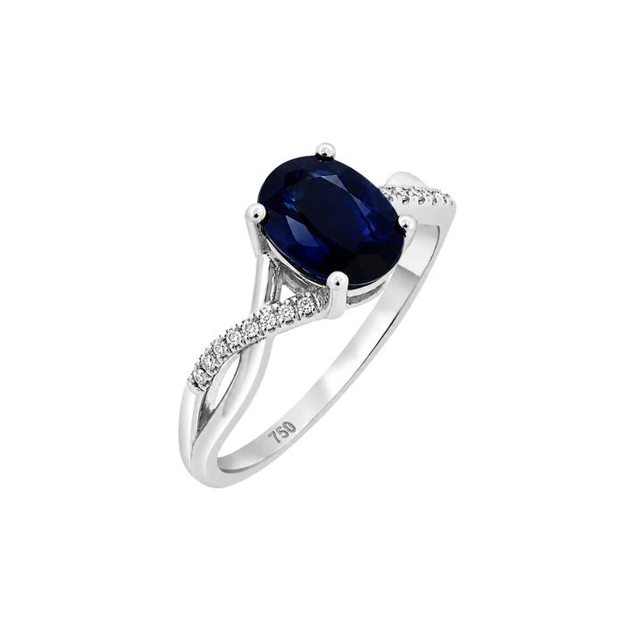 Δαχτυλίδι Λευκόχρυσος Κ18 με Sapphire & Διαμάντια SKU-39341
