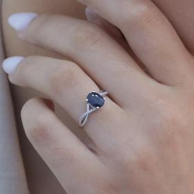 Δαχτυλίδι Λευκόχρυσος Κ18 με Sapphire & Διαμάντια SKU-39341
