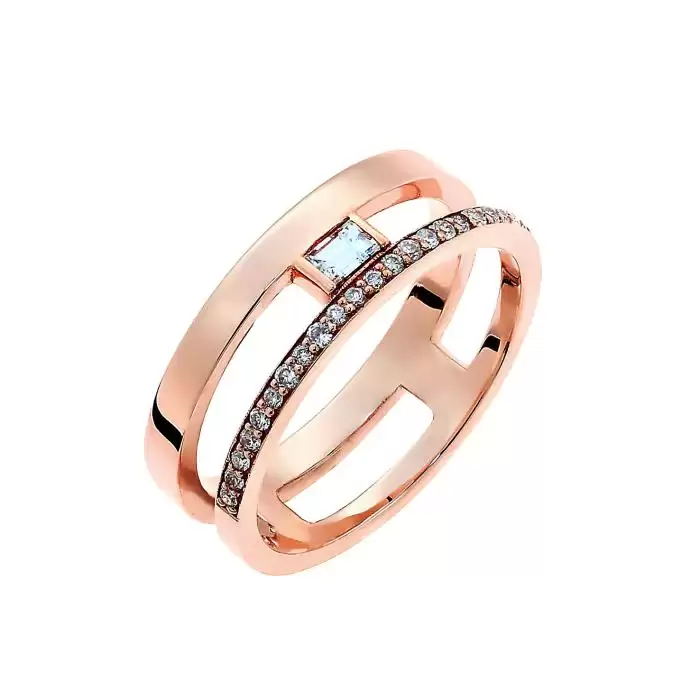 SKU-39050 / Δαχτυλίδι Ροζ Χρυσός Κ18 με Διαμάντια