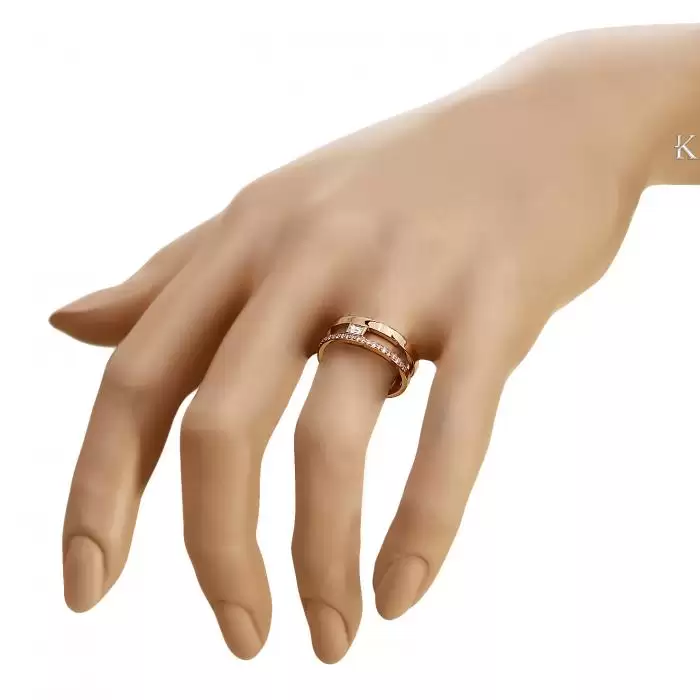 SKU-39050 / Δαχτυλίδι Ροζ Χρυσός Κ18 με Διαμάντια