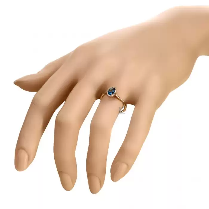 SKU-39340 / Δαχτυλίδι Ροζέτα Ροζ Χρυσός Κ18 με Διαμάντια και Τοπάζ