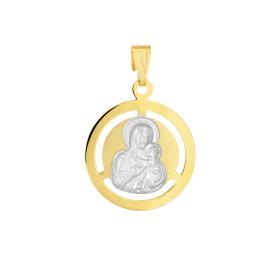 Φυλαχτό Παναγία Χρυσός & Λευκόχρυσος Κ9 SKU-39230