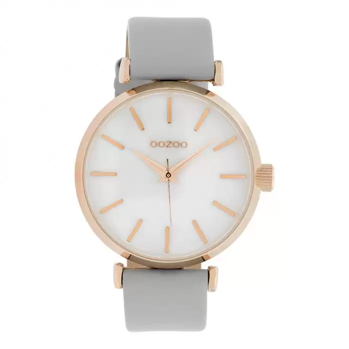 SKU-39915 / OOZOO Timepieces Grey Leather Strap