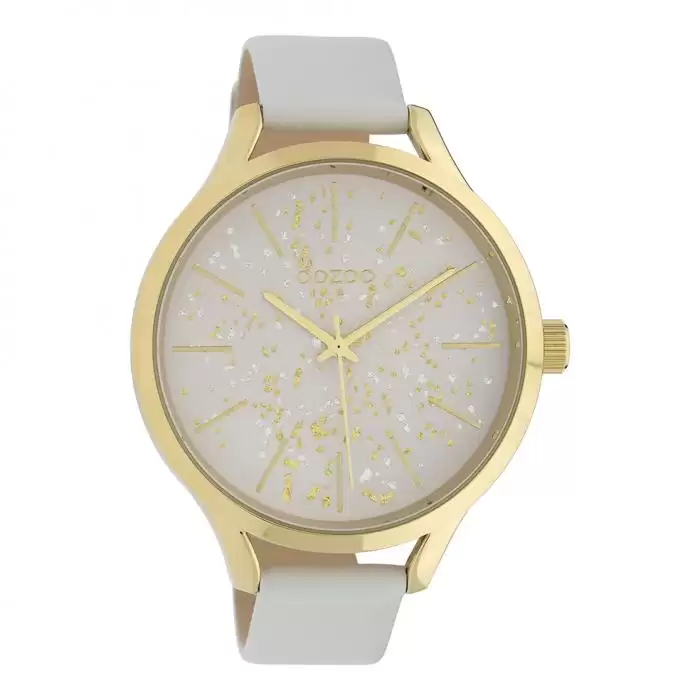 SKU-39852 / OOZOO Timepieces White Leather Strap