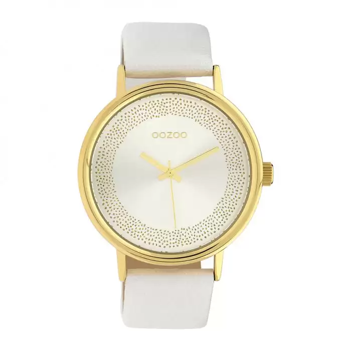 SKU-39860 / OOZOO Timepieces White Leather Strap