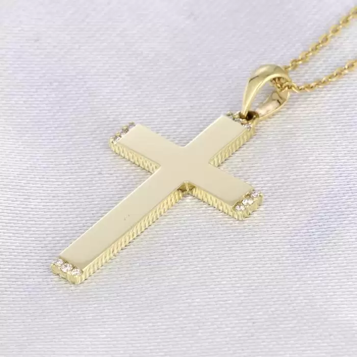 Σταυρός με Αλυσίδα Χρυσός Κ18 με Διαμάντια