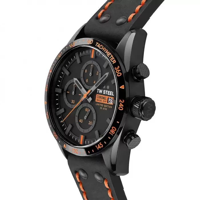 SKU-39422 / TW STEEL Dakar Limited Edition Chronograph Black Leather Strap