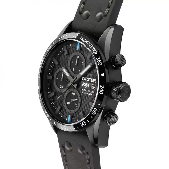 SKU-39423 / TW STEEL Dakar Limited Edition Chronograph Black Leather Strap